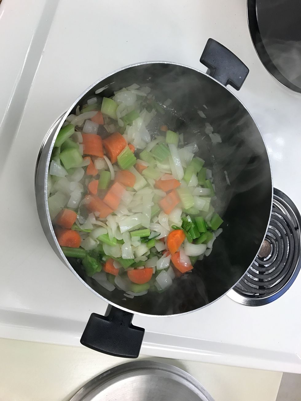This is caramelizing the mirepoix, to increase the flavors