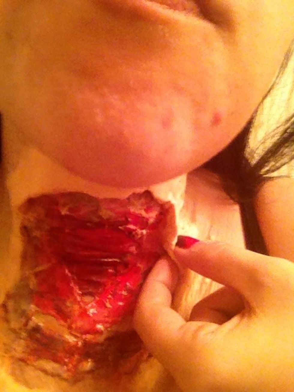 This is creating the depth and realistic torn skin.