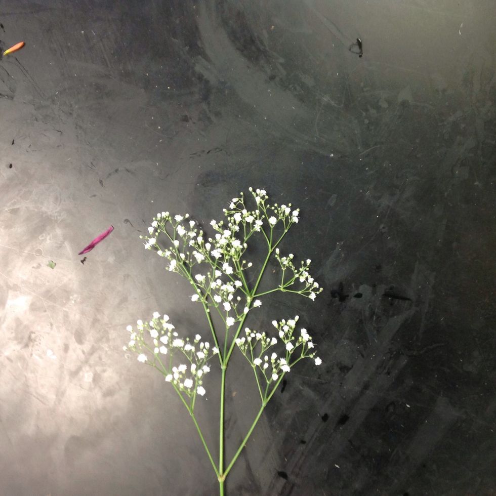 This Is gyp before it was added to the bud vase. It is used as a filler and I used two of them, one on either side of the bud vase.