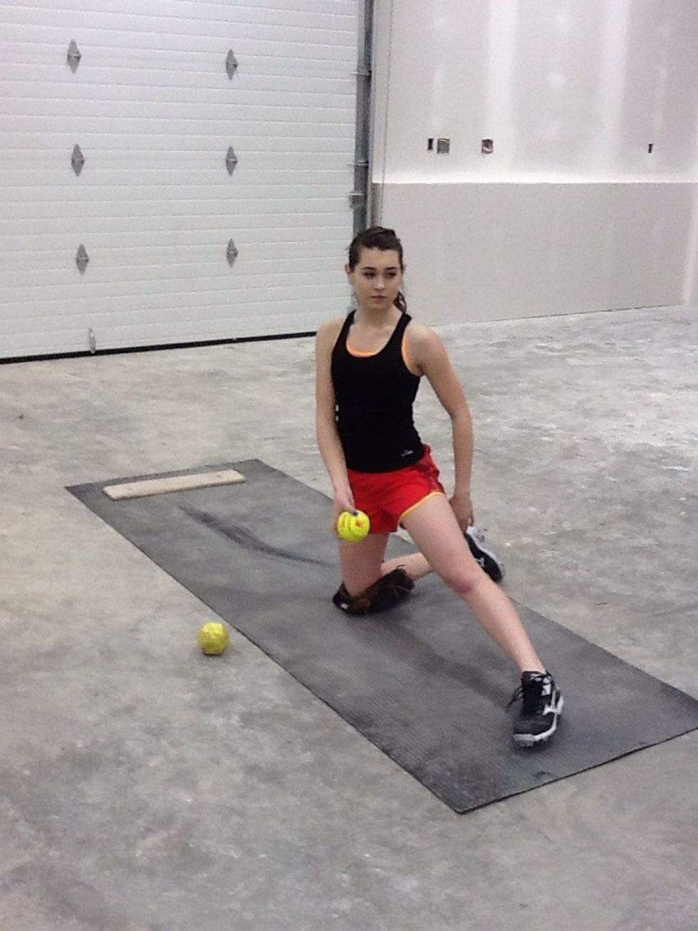 This is how close your arm should be to your body when passing by your thigh to release. The point of this drill is to learn to move the arm in a straight path. Your arm should brush your body.