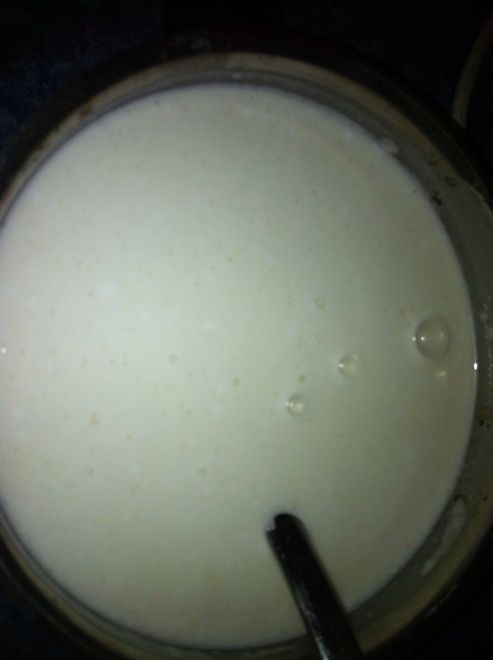 This is how it looks. Now to allow the yeast to ferment leave it in room temperature for 6-8 hours, overnight will be good.