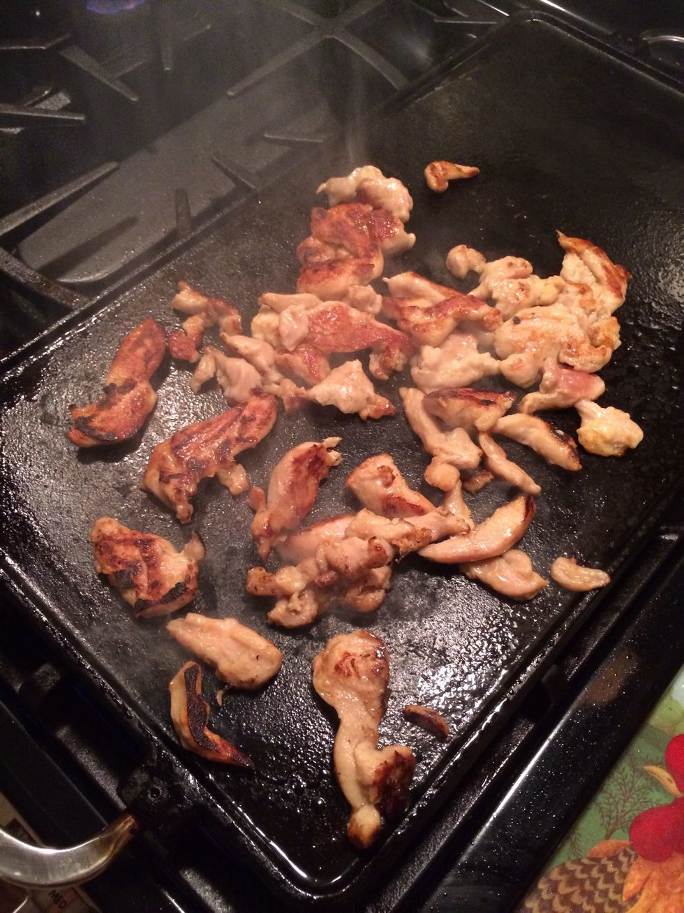 This is how it should look after browning your chicken. Both sides should look like this.