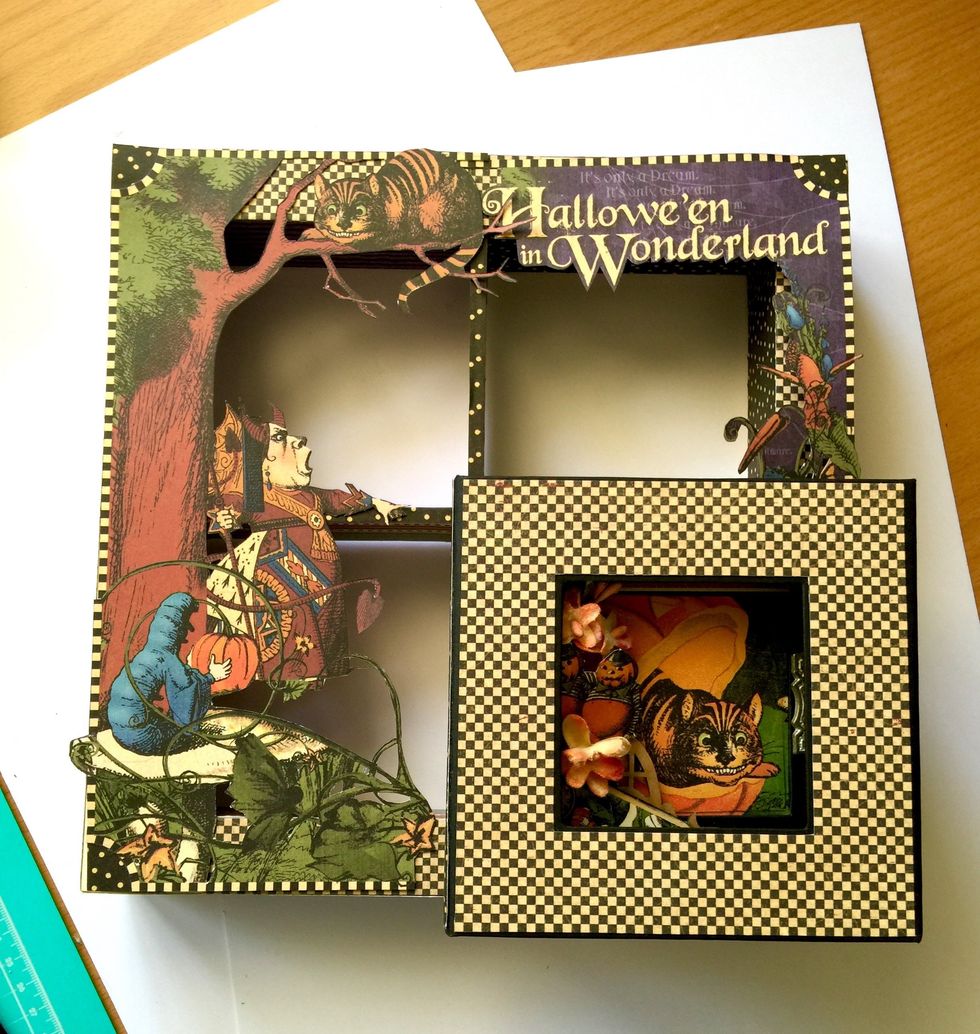 This is how it will fit, but DON'T FIX IT YET because we have to decorate three parts of the window and we will glue square box in lower right corner.