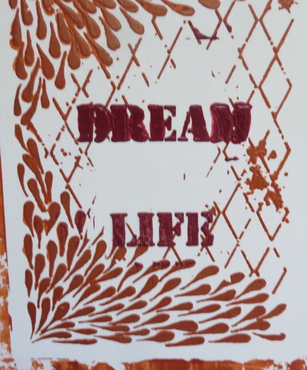 This is how the canvas looks now with both title sords dry.