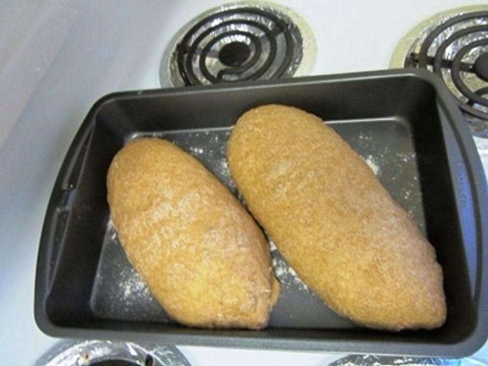 This is how the dough should look in the pan. (Though this picture was taken after it was done rising).