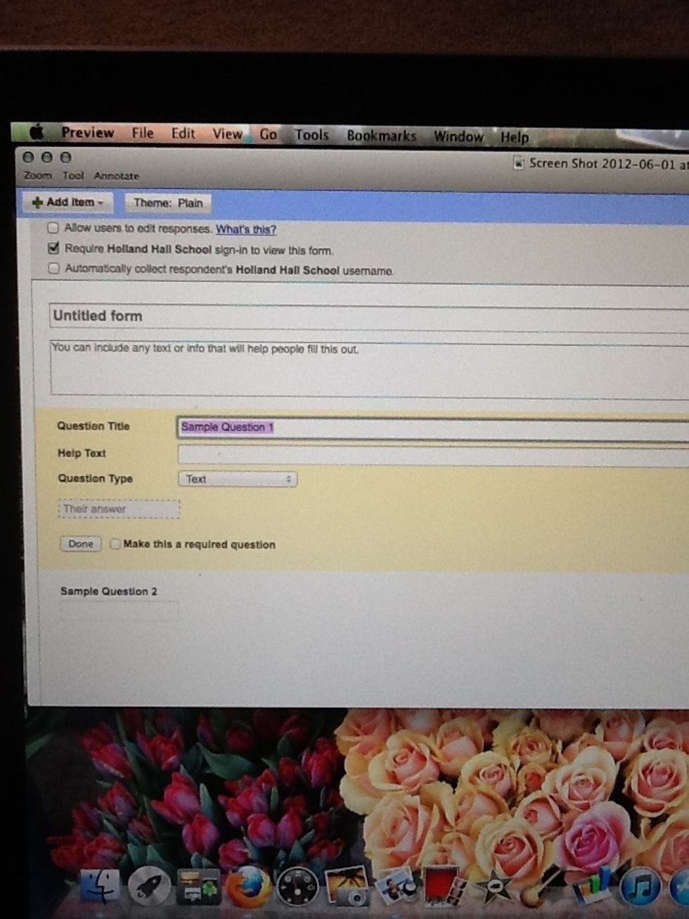 This is how your Google Form will initially appear.
