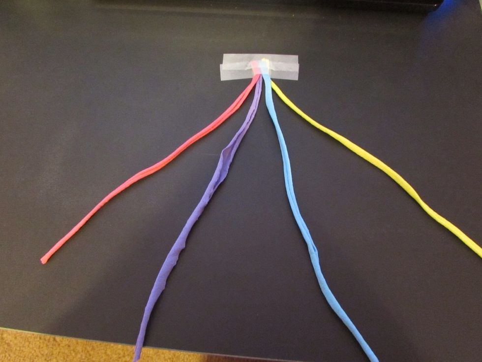This is just for at first when I am explaining. \u2022PINK=LEFT-MOST STRAND \u2022PURPLE=INNER LEFT STRAND \u2022BLUE=INNER RIGHT STRAND \u2022YELLOW=RIGHT-MOST STRAND