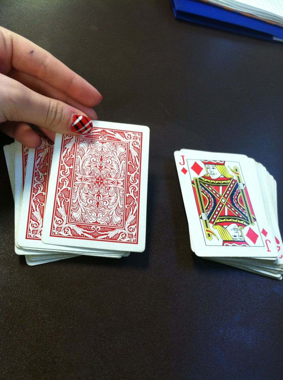 This is just me putting the example card down. Don't make what you're doing too obvious. Most kids didn't catch it when I did it.