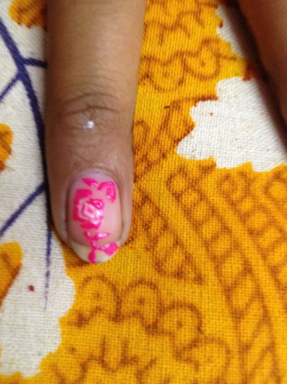 This is just on a bare nail.. Pink rose and I filled the centre with white..