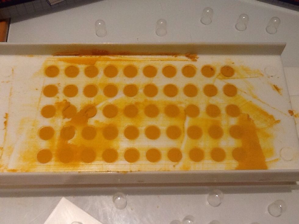 This is loose, so I use the tamper to compact it down.