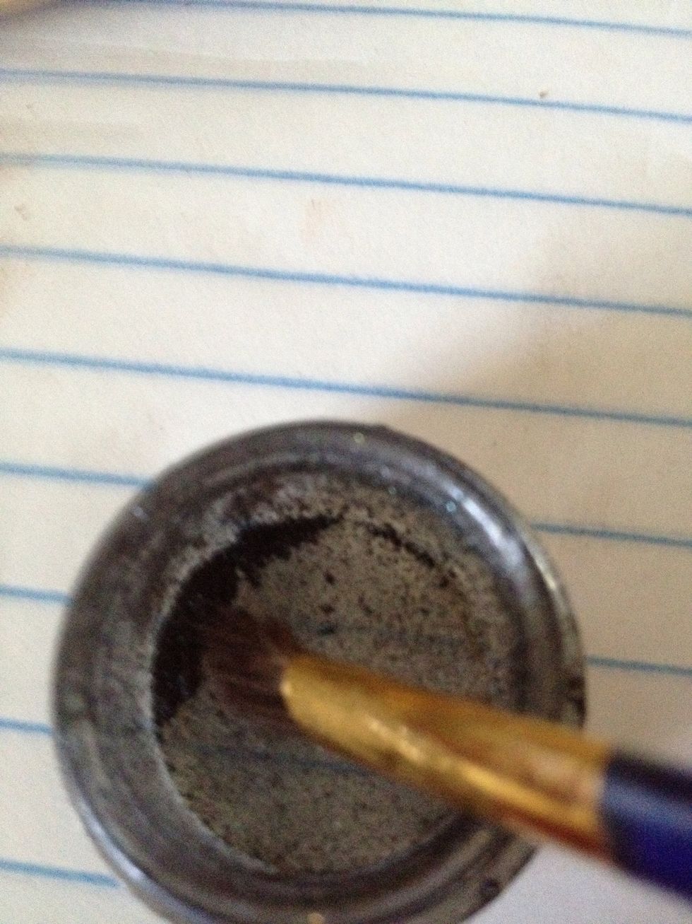 This is MAC black pigment I use this go give my crease a little more depth. This pigment is very intense apply with an angled brush and only use a dash then tap off.