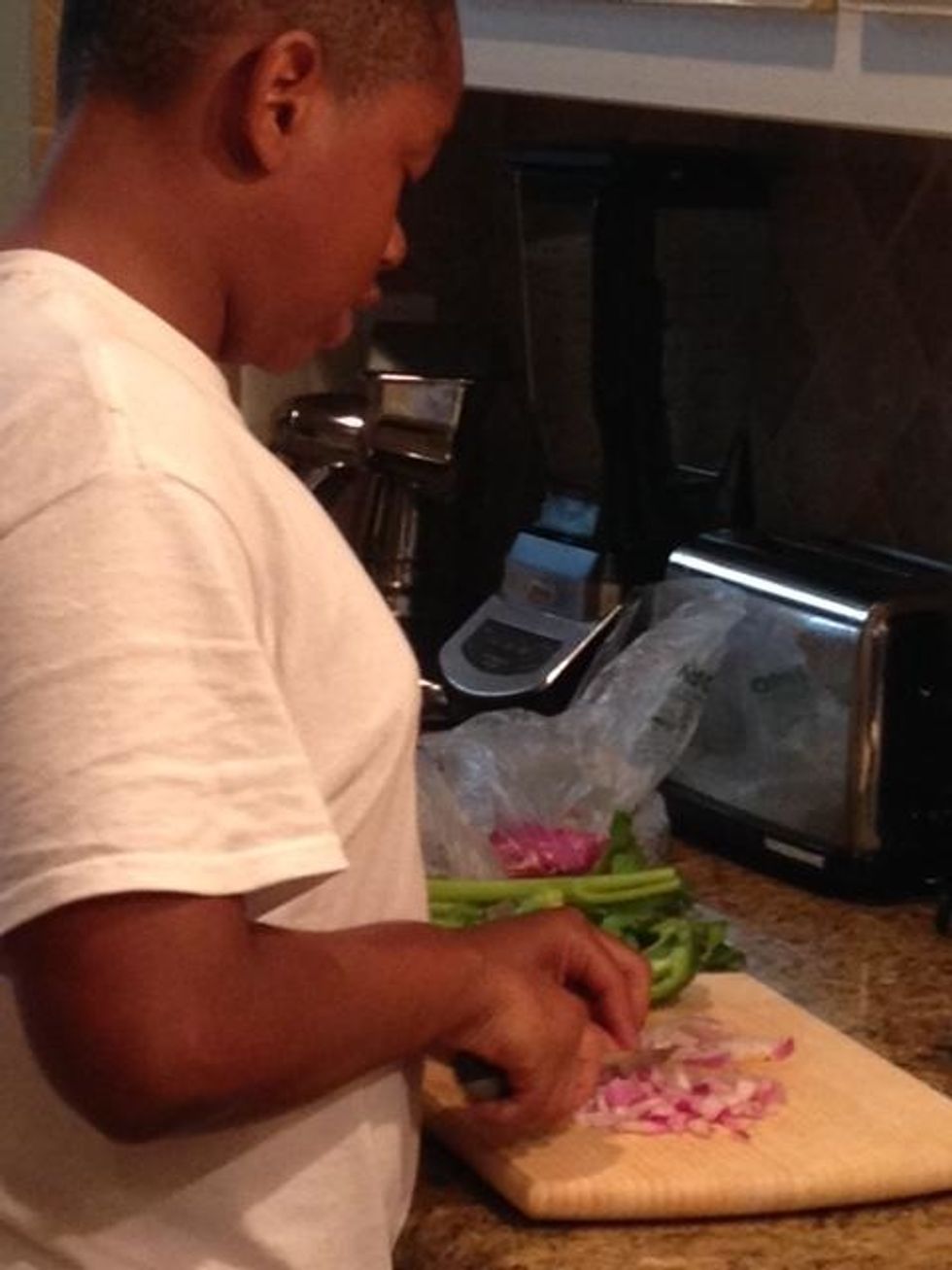 This is me cutting up my vegetables.