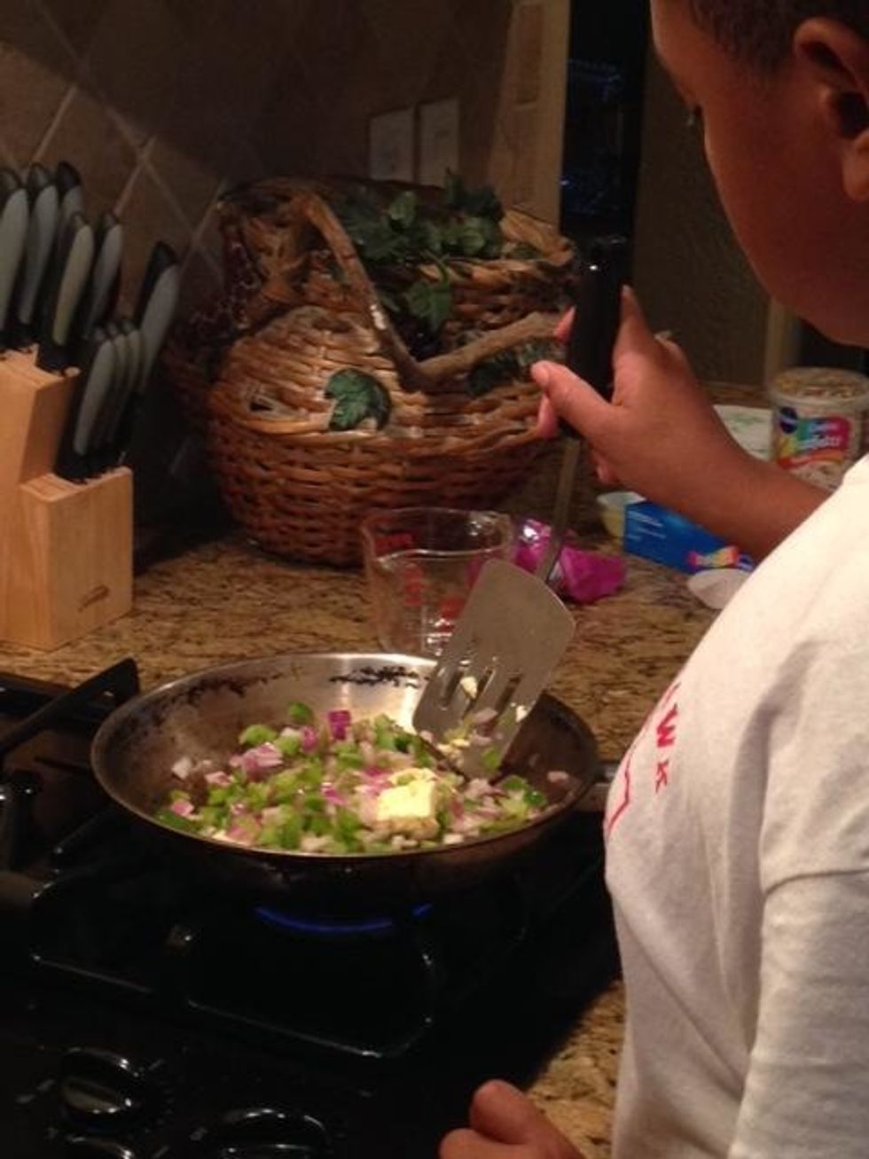 This is me sauteing my vegetables.