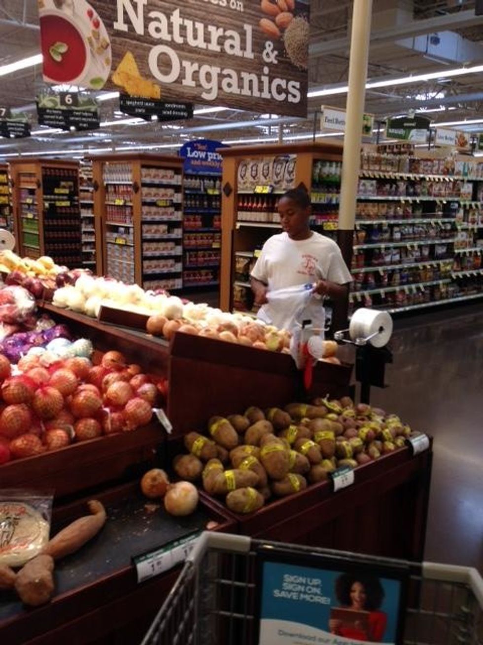 This is me shopping at Kroger getting  vegetables for my meal.