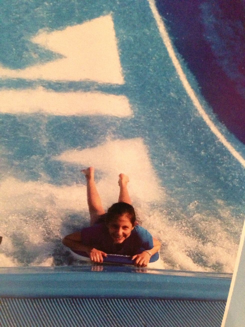 This is me trying the flow rider for the first time. It was scary at first, but awesome. I'm so glad i tried this. To succeed you need to step out of your comfort zone and try new things.