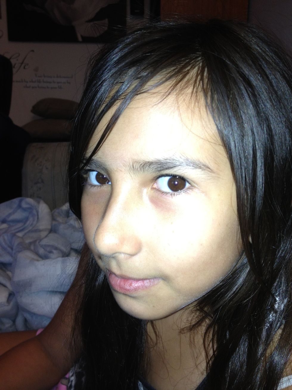 This is my boyfriends little sister, so excuse the messiness since she can't seem to sit still;p