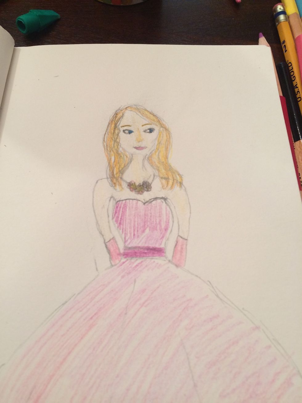 This is my drawing I guess she is realistic and I didn't show you the bottom because one of my siblings got ahold of it and that is pretty self explanatory