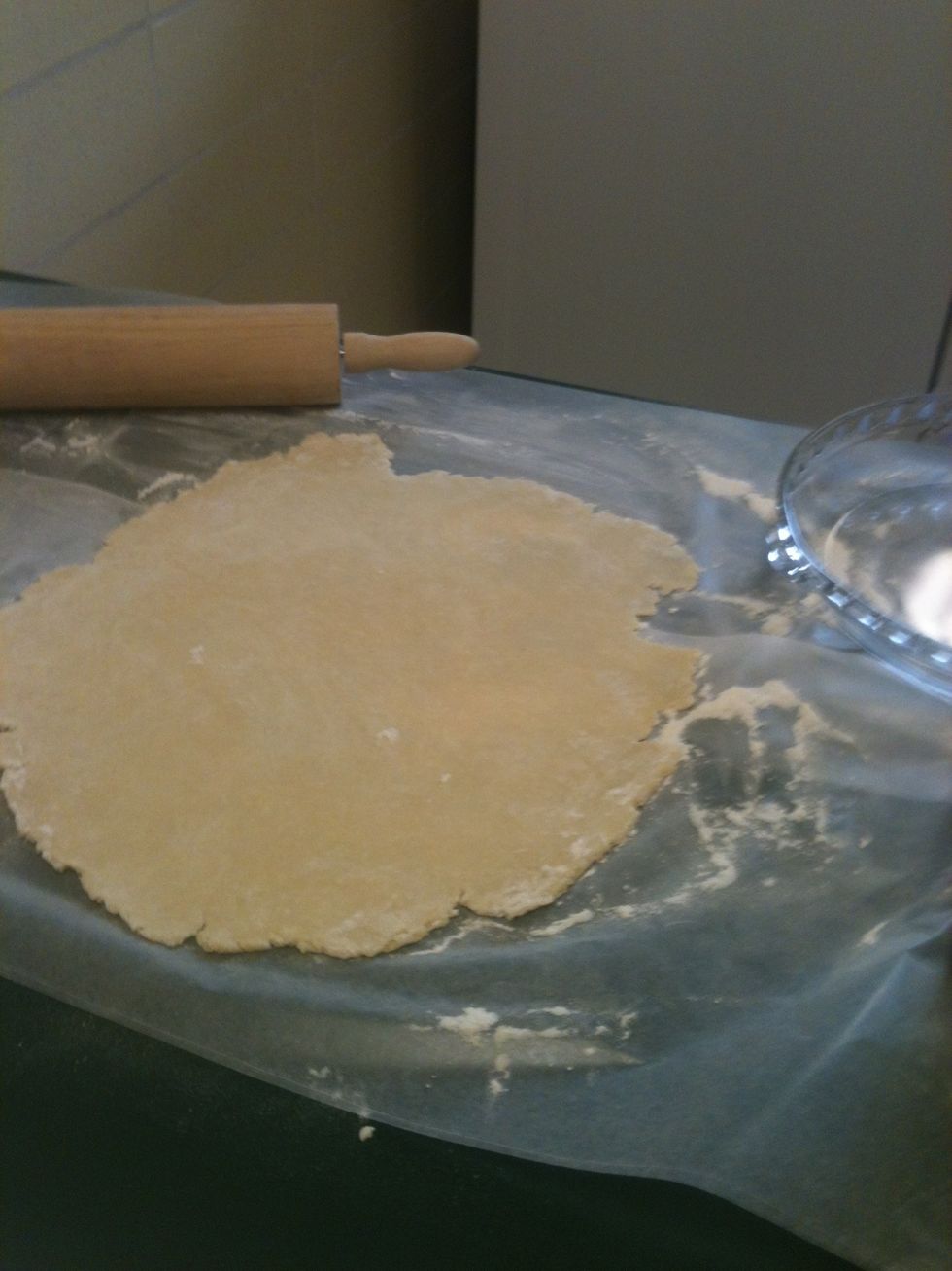 This is my favorite part! Rolling out the dough. Make sure you have enough flour on the rolling pin and on the counter or else your crust will stick!
