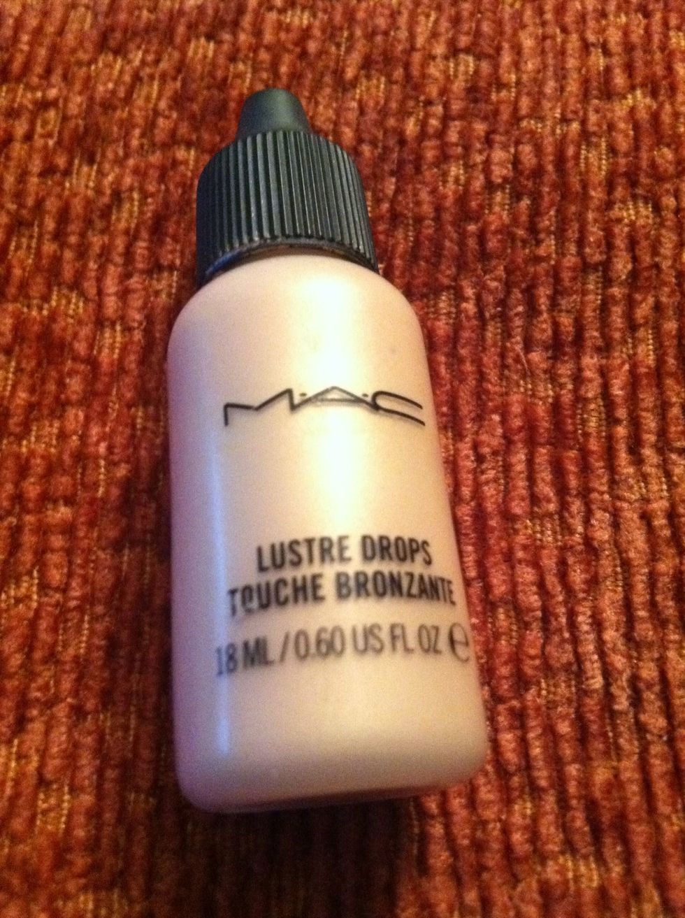 This is my MAC Lustre. This is used for making your skin glow as if you are laying out. If your result is not glowy enough add 2 drops at a time of the lustre until desired results are achieved.