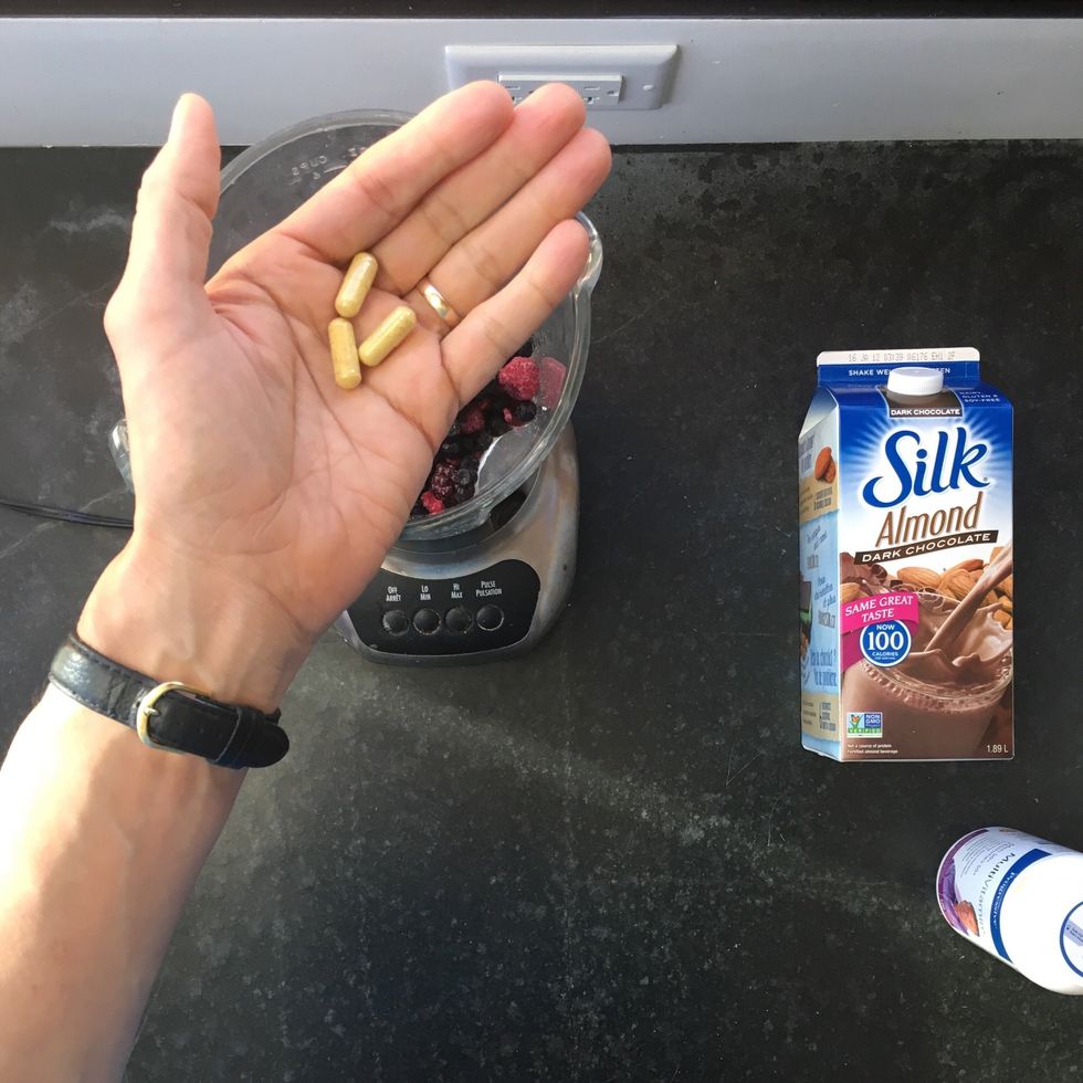 This is my method of remembering to take my vitamins.