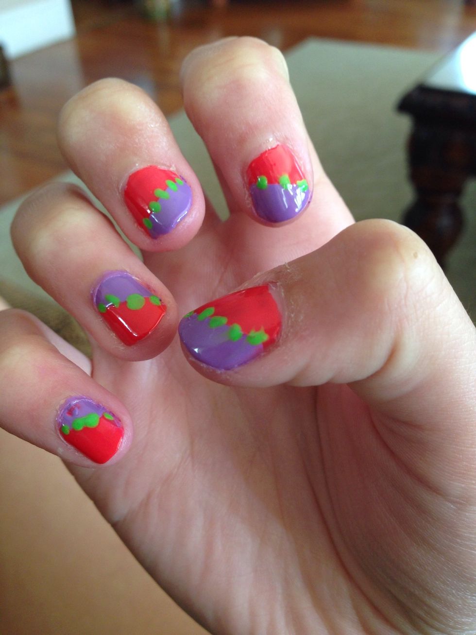 This is my other hand \ud83d\udc9a I love this so much because I think that the contrast between the pink, purple, and  line green works really well\ud83d\udc9a