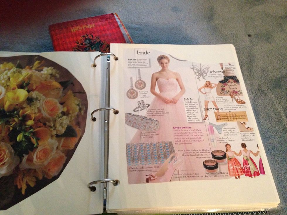 This is my wedding diary, it started as just a photo scrapbook of things I liked from wedding magazines, but I ended up putting in my wedding photos, cards, stationery and honeymoon mementos!