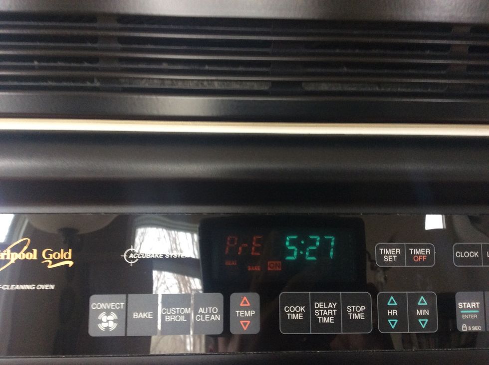 This is now the time to start the oven. Preheat the oven to 350 degrees.