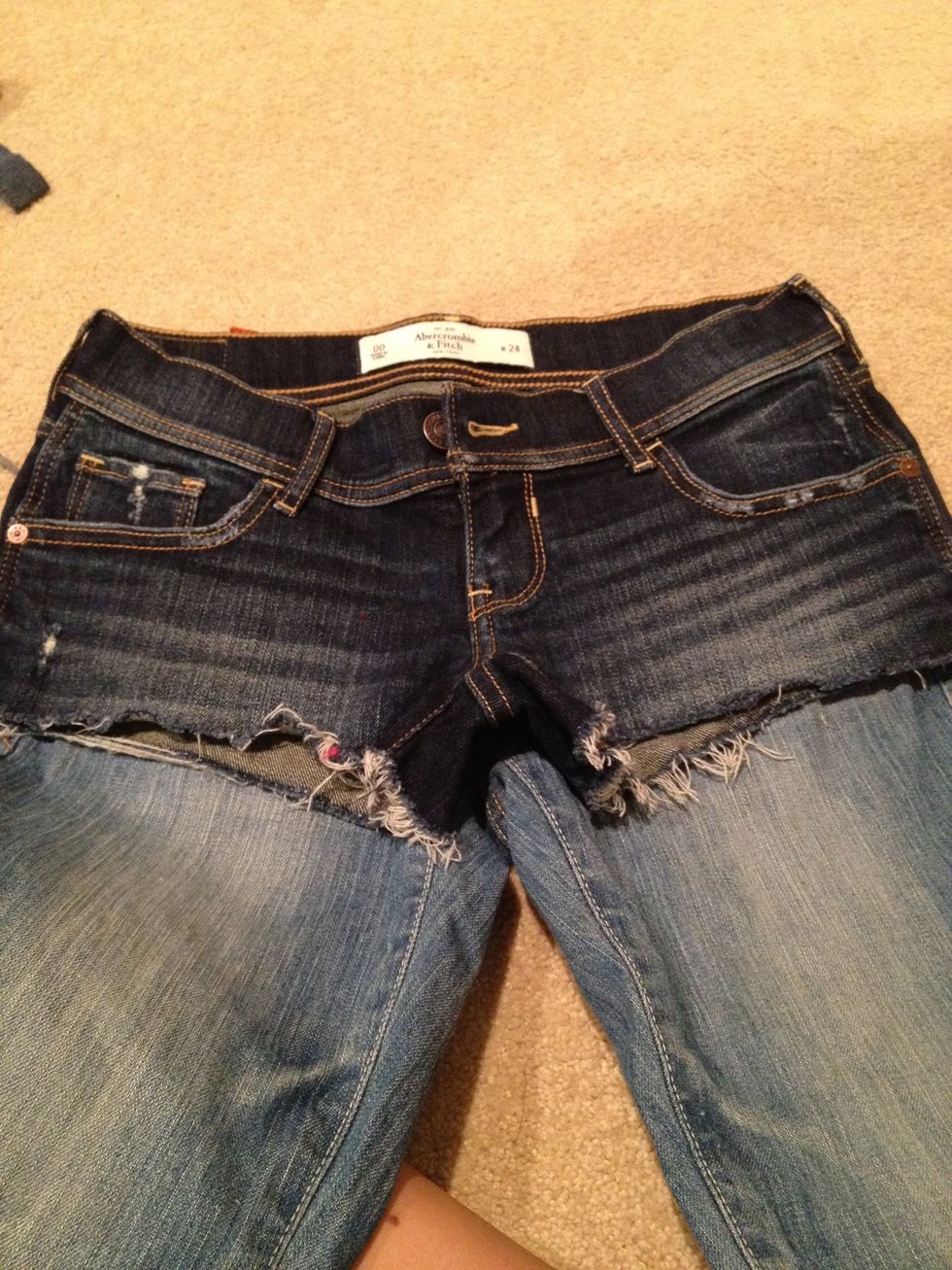 This is optional but if you want, you can use some shorts as a guideline. Make sure you line up the crotch and not waist.