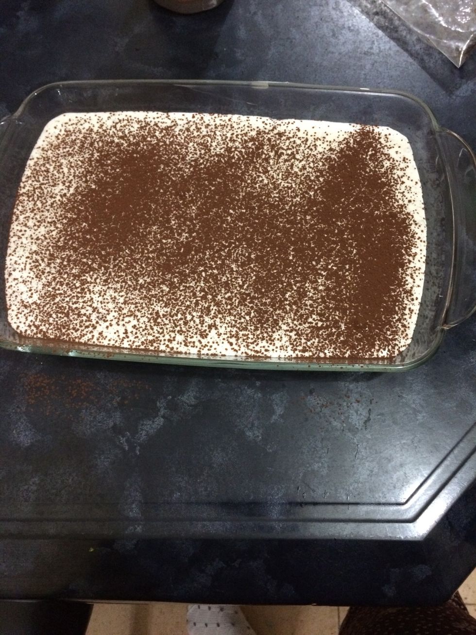 This is optional but you can put a topping by your choice to the mixture,mine was Cocoa