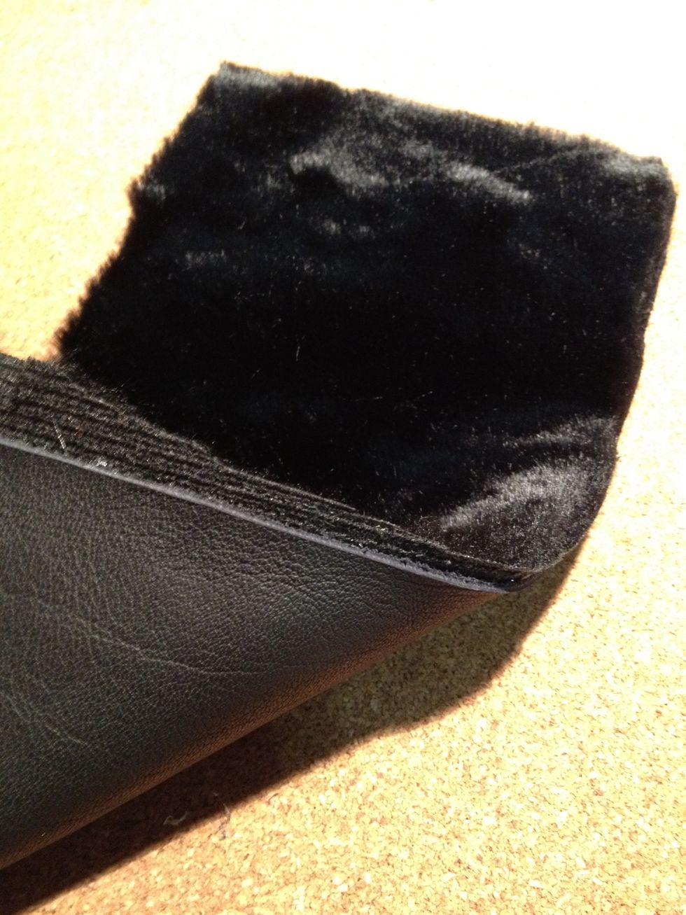 This is optional. I used soft fabric to line the inside of the leather, allowing for a smooth surface for my iPhone to lay on. I cut the fabric the same dimensions as the leather scraps.