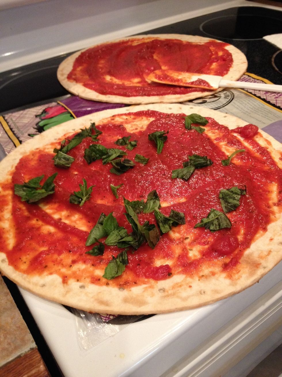 (This is optional) spread the basil