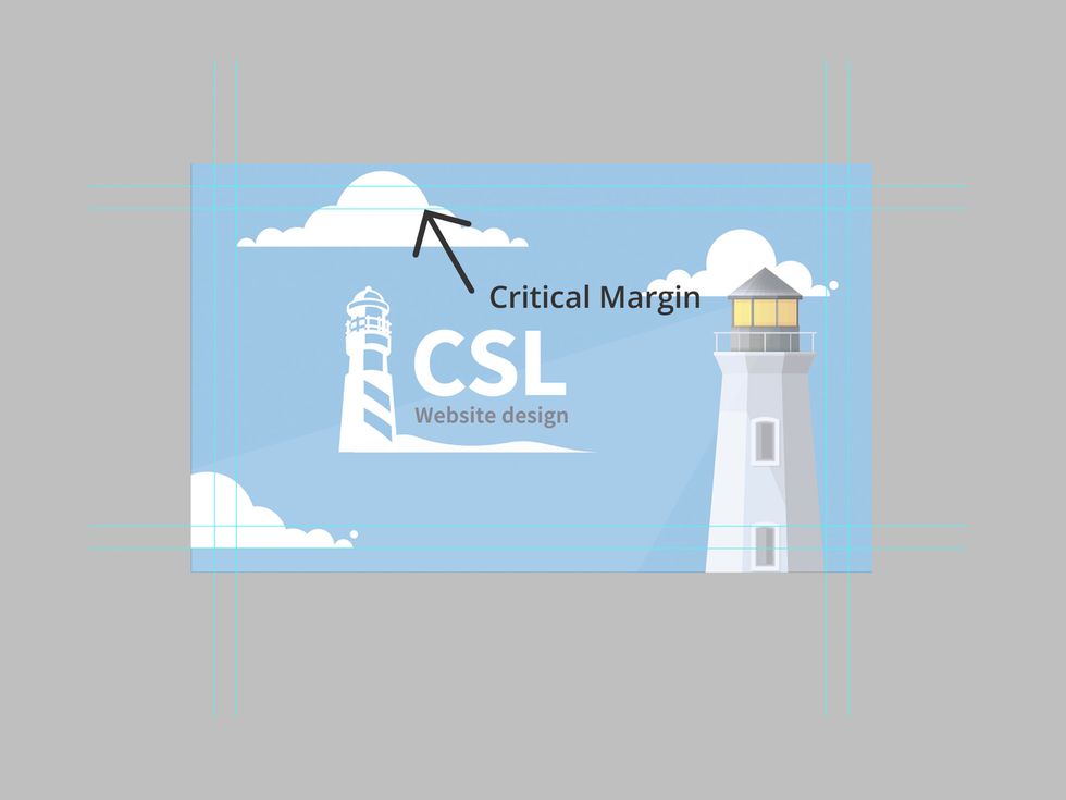 This is our 'Critical Margin'. Within this area is where all your important images and information will be held. These lines are 75 pixels away from our bleed lines.