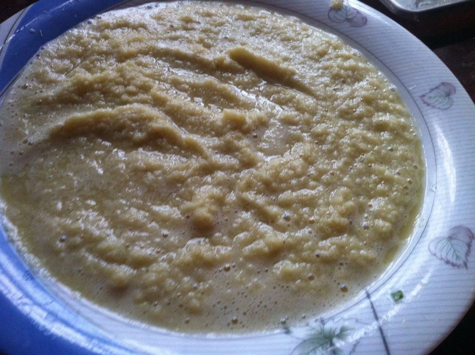 this is picture of ginger paste.. after horizontally cutting ginger and roughly chopping add them with water and blend to form paste