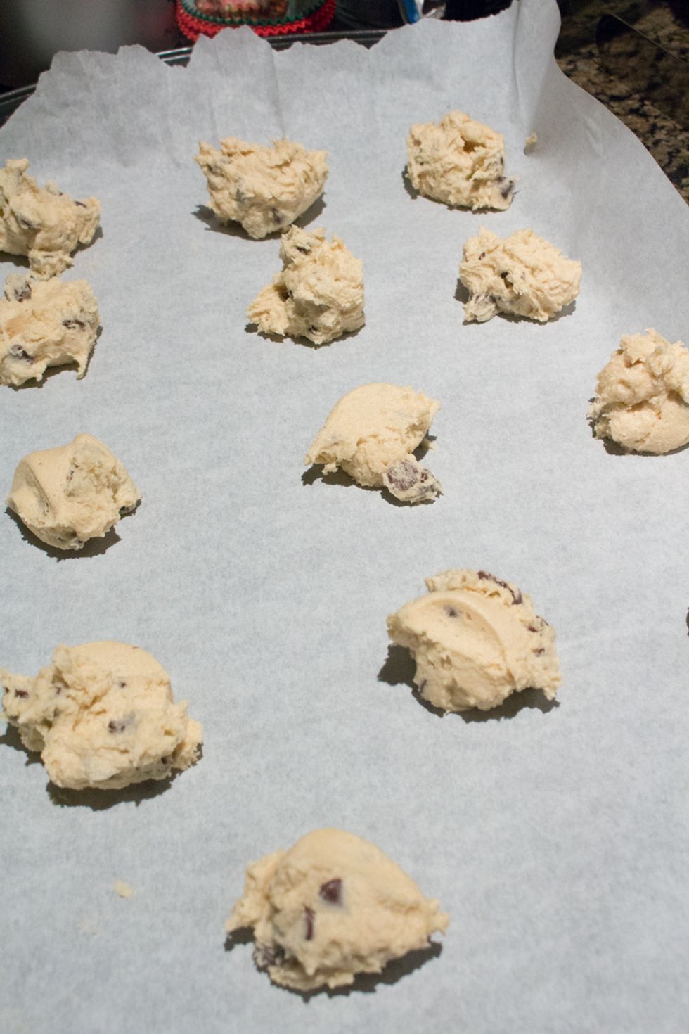 This is roughly how it should look. This recipe makes 50 cookies.
