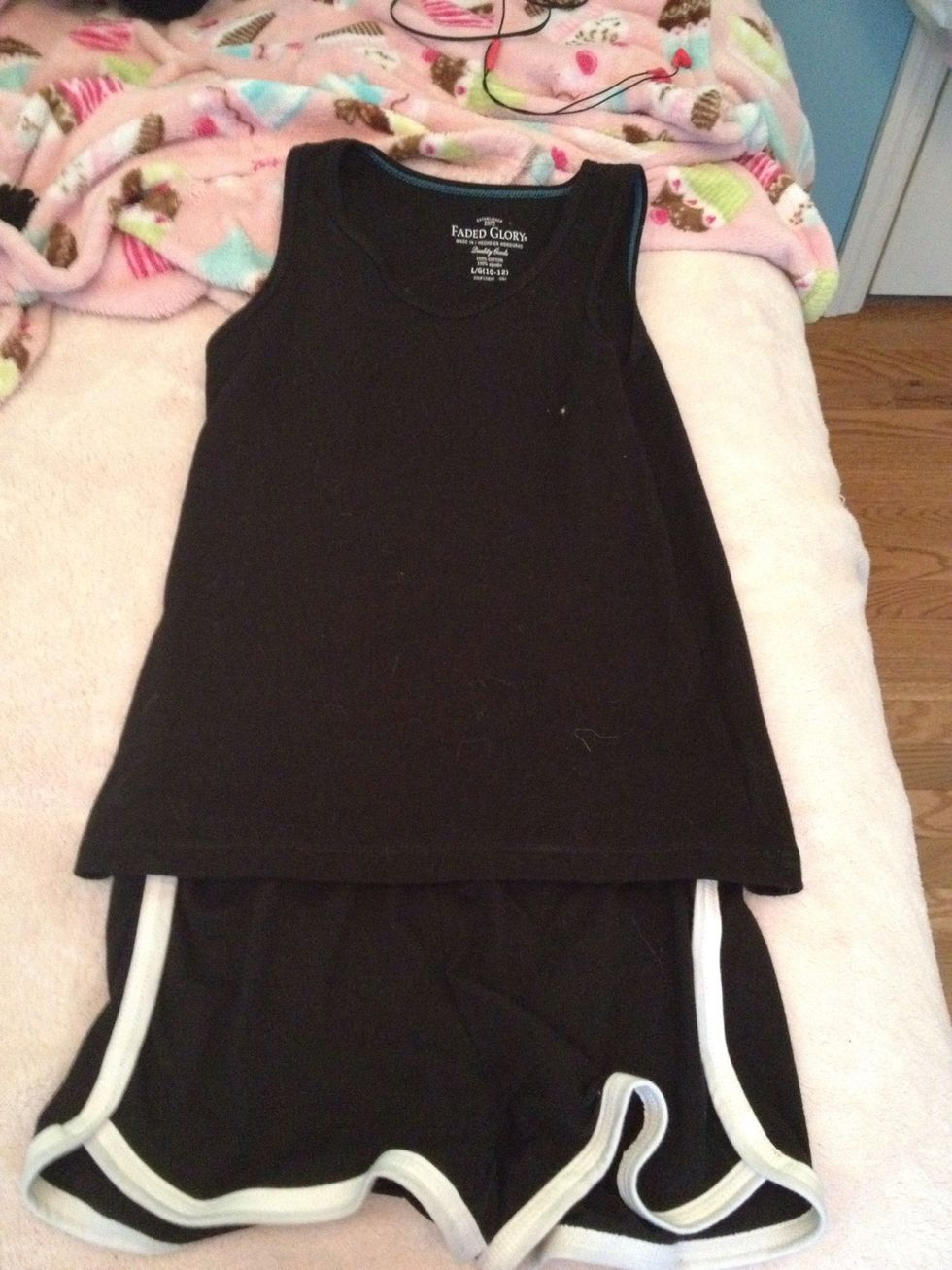 This is something a relaxed coach will let you wear. You can also wear this if you don't have any clean leotards. Be sure to check your coach's rules!