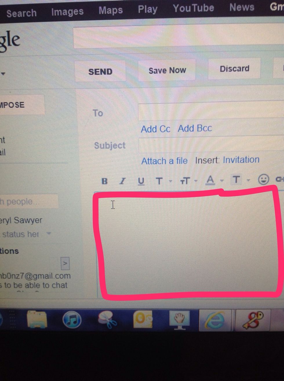 This is the area where you write the actual email letter. It shows courtesy to start with the name of the person and write your name at the end.