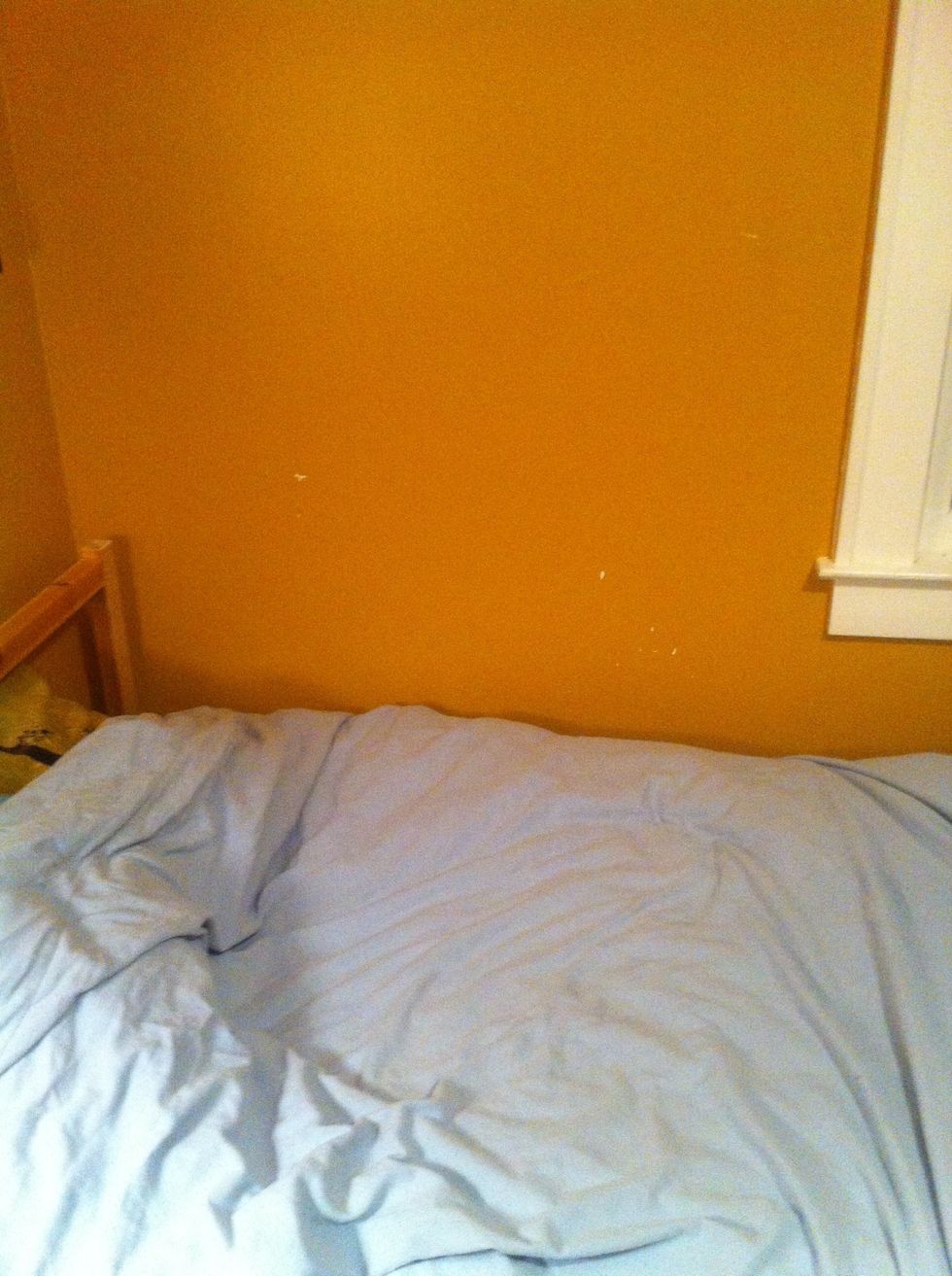 This is the bed that sits in very close proximity to the walls blemishes. The bed often feels uncomfortable because it feels like it aught to inform the wall that it aught to get straightened up.