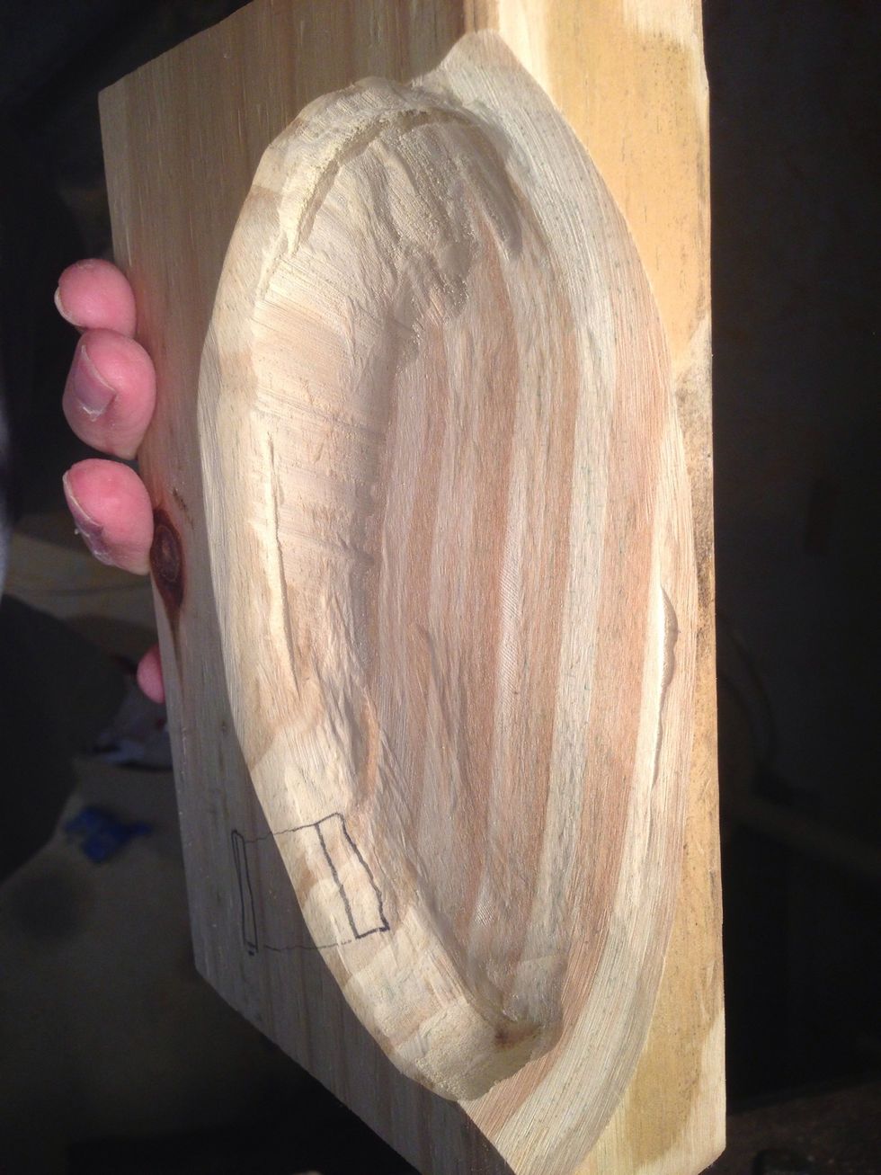 This is the bottom amp bowl and this was a tricky hole to work out. I have to connect the channel hole with the bowl hole. Did I just type that? I still have four fingers on right hand.