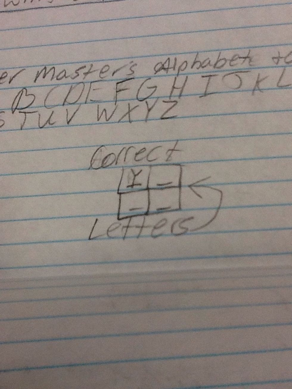 This is the box under the alphabet and it is the answers.