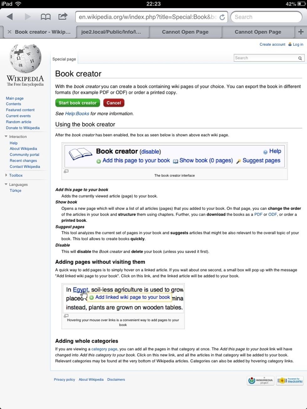This is the built in book creation widget for Wikipedia - select Start Book Creator, the green button at the top.