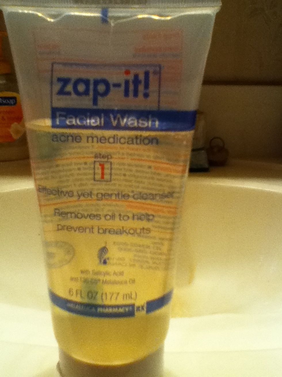 This is the cleanser I'm using, on a wet washcloth or onto hands spread evenly and lather until its soapy. rinse