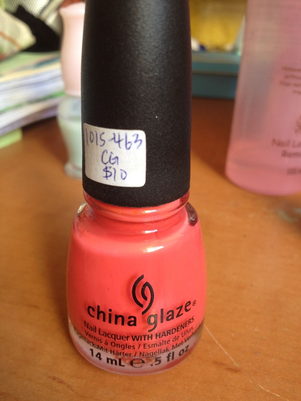 This is the colour I used. It's a very nice salmon pink that I got from China Glaze for SGD$10.