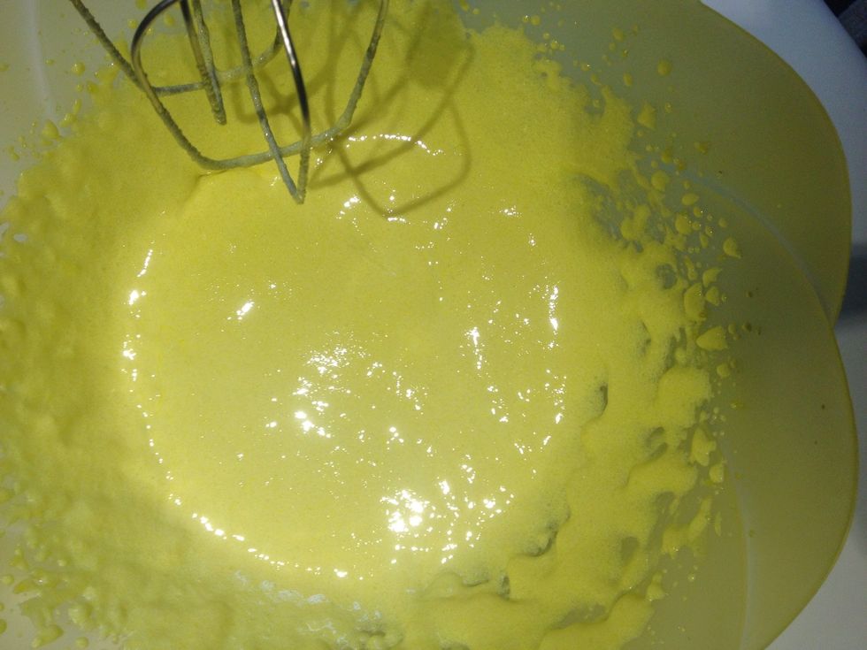 This is the consistency of the whipped egg and sugar