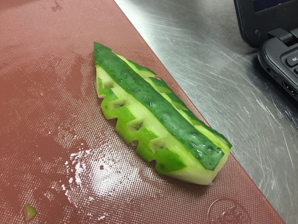 This is the cucumber after both of the sides are done.