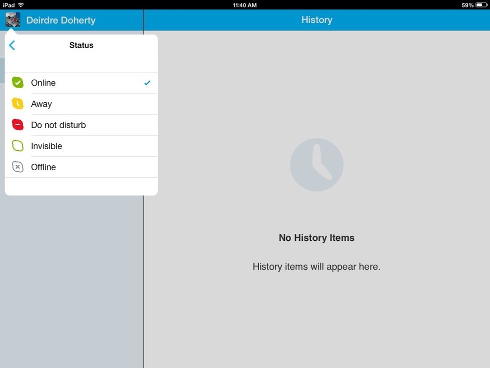 This is the current status that is set. This can be changed.