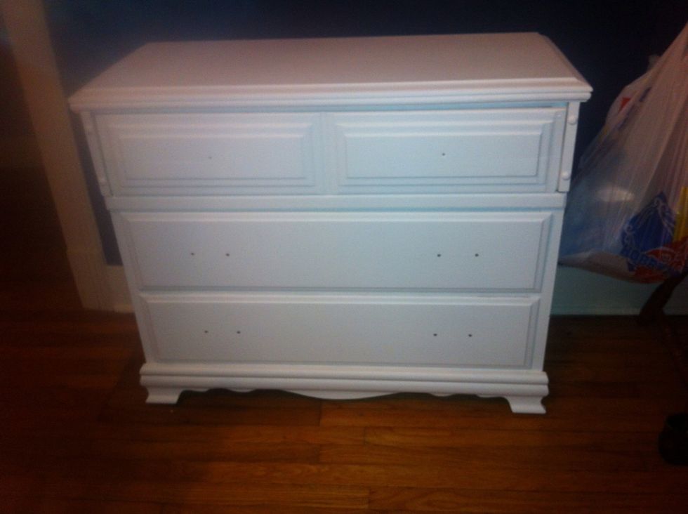 This is the dresser once it's completely painted and dry. Ready for stenciling (if you want to add a little pizazz)