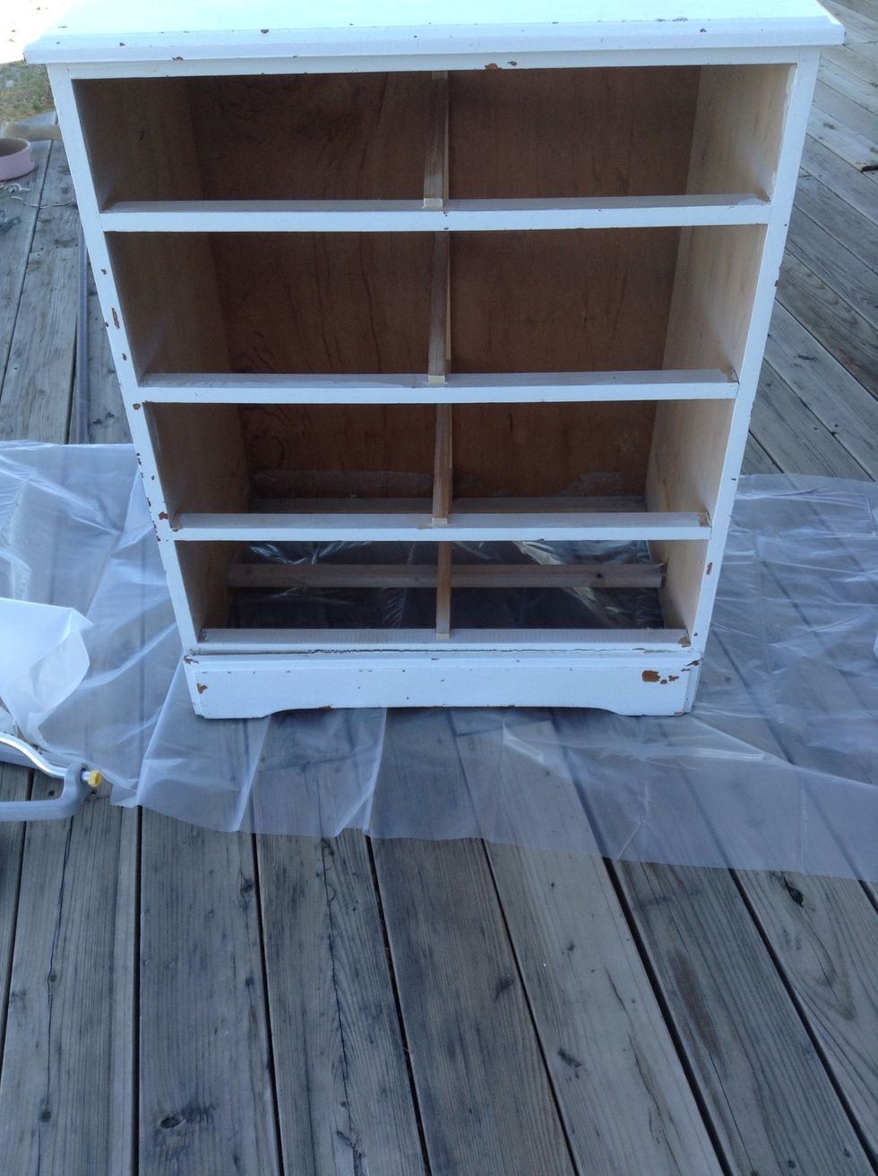 This is the dresser with the drawers removed. Pretty ugly huh?