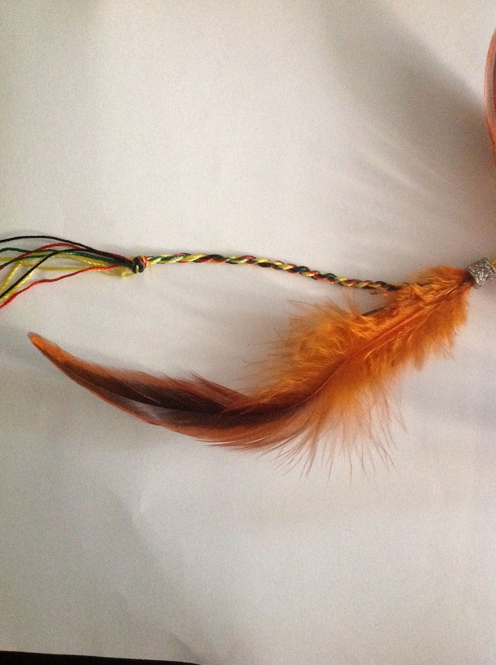 This is the end of the cord. The cord is made out of multiple thick threads. You can use a simple cord as well.