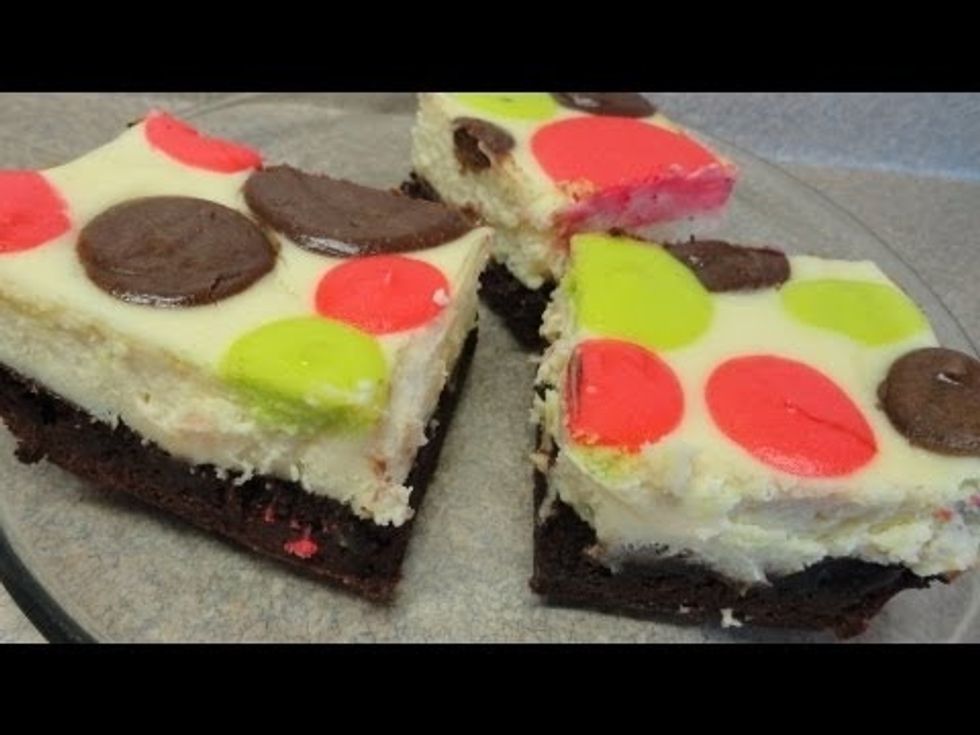 This is the finished product if you add more dots like in Step 7. Let cool completely before you cut them.  It makes a huge difference in my opinion.  If you have time, cover and refrigerate.