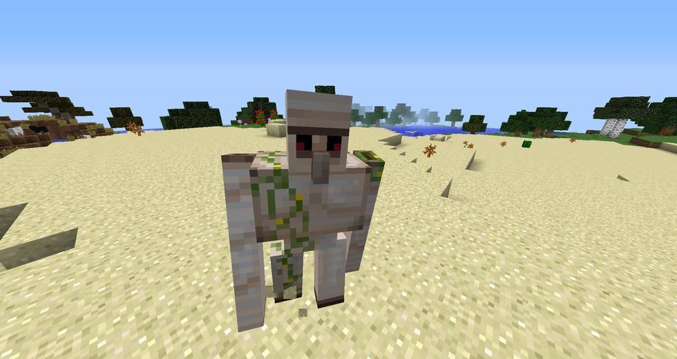This is the finished product of the build and your Iron Golem.  Iron Golems are capable of attacking zombies and at extended ranges.